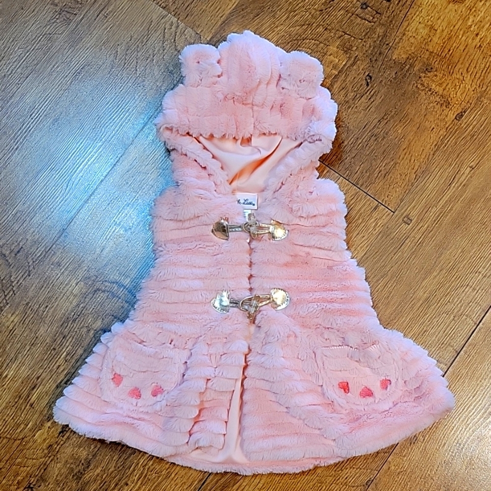 Pink faux fur girls fuzzy soft vest